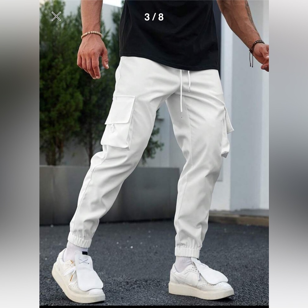 ShoeDazzle Men Flap Pocket Side Drawstring Waist Jogger Pants